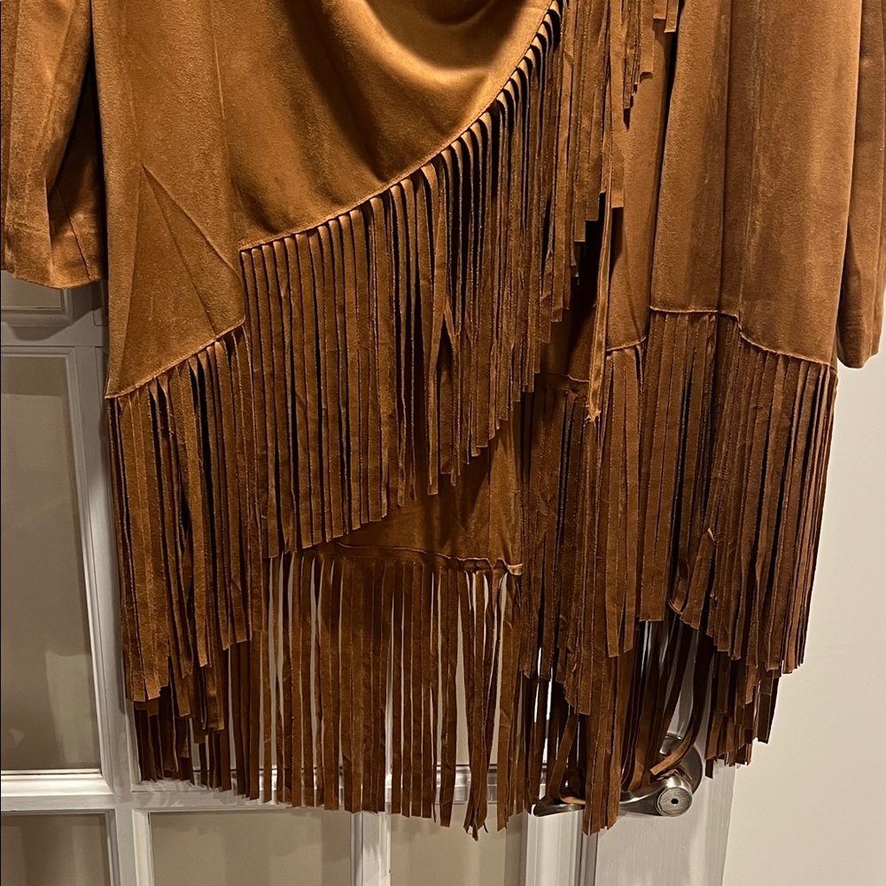 Chico's Tan Fringe Cape Jacket - Picture 4 of 9